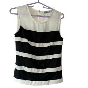 Chloe K Womens Black & White Striped Sleeveless Top S